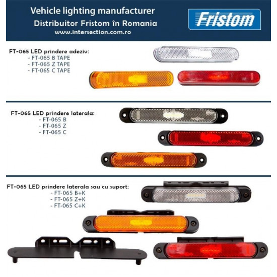 Фонарь габаритный Fristom LED 12-36В белый, светоотр. и пров. 0,5м. (168x23x11) FT-065 B LED