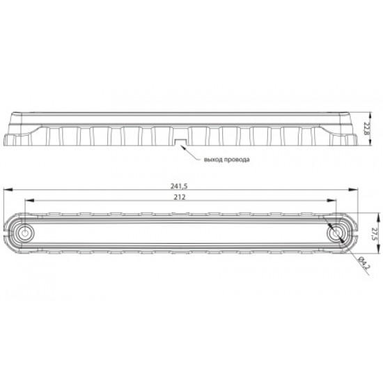 Фонарь габаритный Fristom LED 12-36V, красного цвета с проводом 0,15 m.(241x27.5x22.8) FT-092 C LED