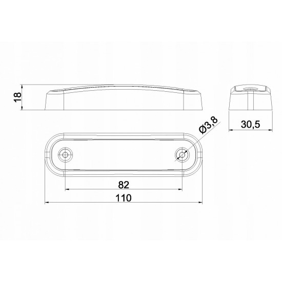 Фонарь габаритный LED FRISTOM 12-30B жёлтый с эл. проводом длиной 0,5 м. FT-045 Z LED