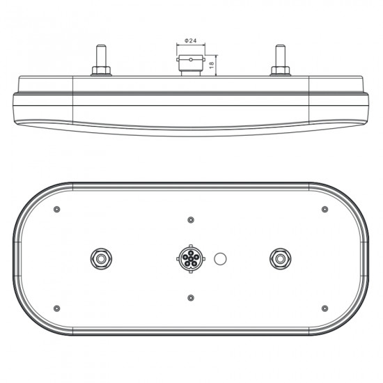 Фонарь задний FRISTOM LED 12-36В RH, 6-функц, без освещения н/знака, провод 1м, FT-600 P LED DI